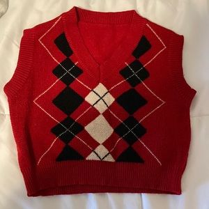 Red argyle sweater vest